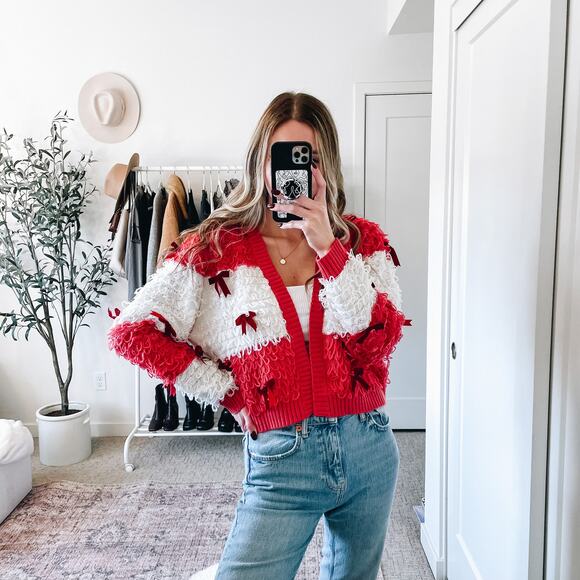 Mighty Fine Bow Open Cardigan Sweater - Picture 13 of 13